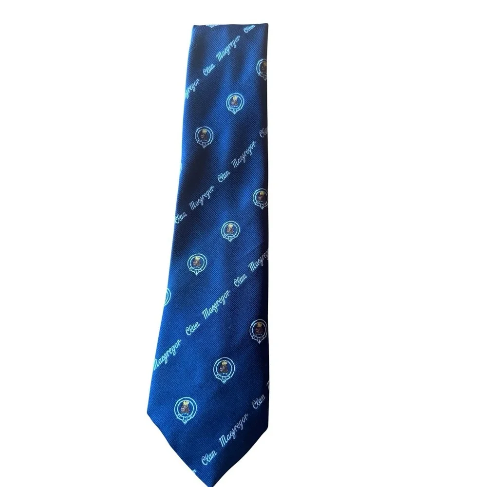 Loch Carron Of Scotland Clan MacGregor Men's Navy Blue Tie Lion With Crown